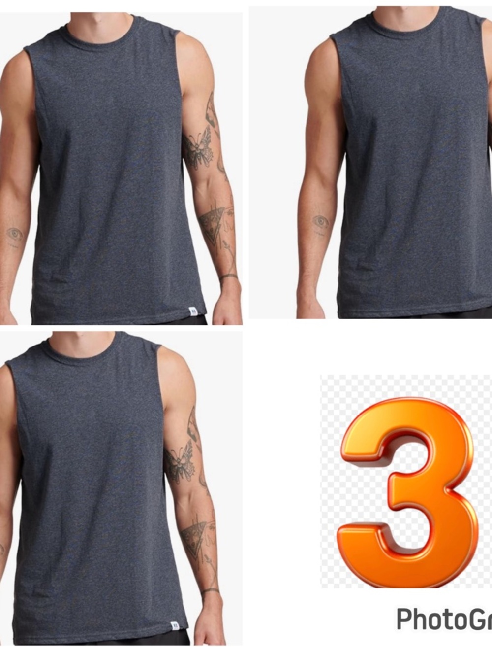 Russell Athletic Set 3 Men's Dark Gray Tank Top size XL